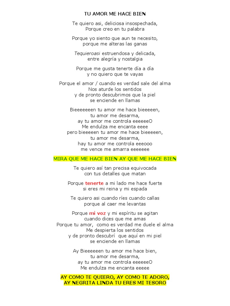 Letra-Tua Mor Me Hace Bien | PDF | Amor