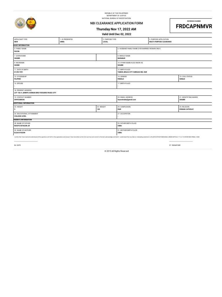 Nbi Clearance PDF Justice Crime & Violence
