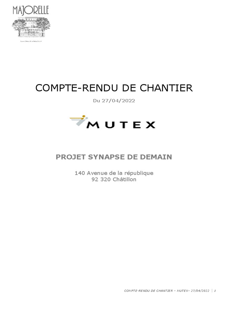 Compte-rendu chantier Mutex Châtillon | PDF | Sécurité