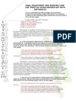 Professional Adjustment and Nursing Care Management Practice Exam Answer Key