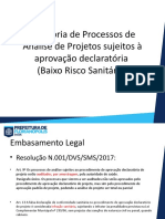 Auditoria de Processos de Análise de Projetos Sujeitos À Aprovação Declaratória (Baixo Risco Sanitário)