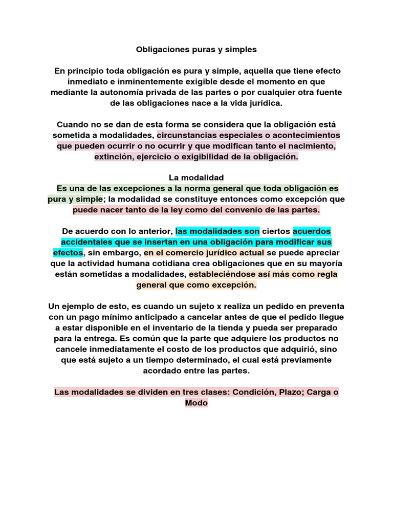Modalidades de las Obligaciones Jurídicas | PDF | Pagos | Justicia