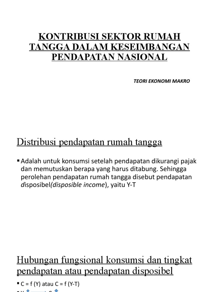 Kontribusi Sektor Rumah Tangga Dalam Keseimbangan Pendapatan Nasional | PDF