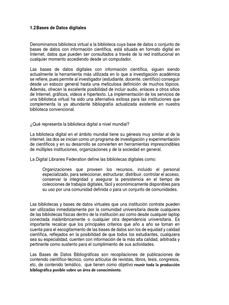 Bases de Datos Digitales y Bibliotecas Virtuales | PDF | Internet ...