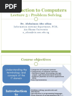 Lec 5 - Problem Solving I DR El Shimaa