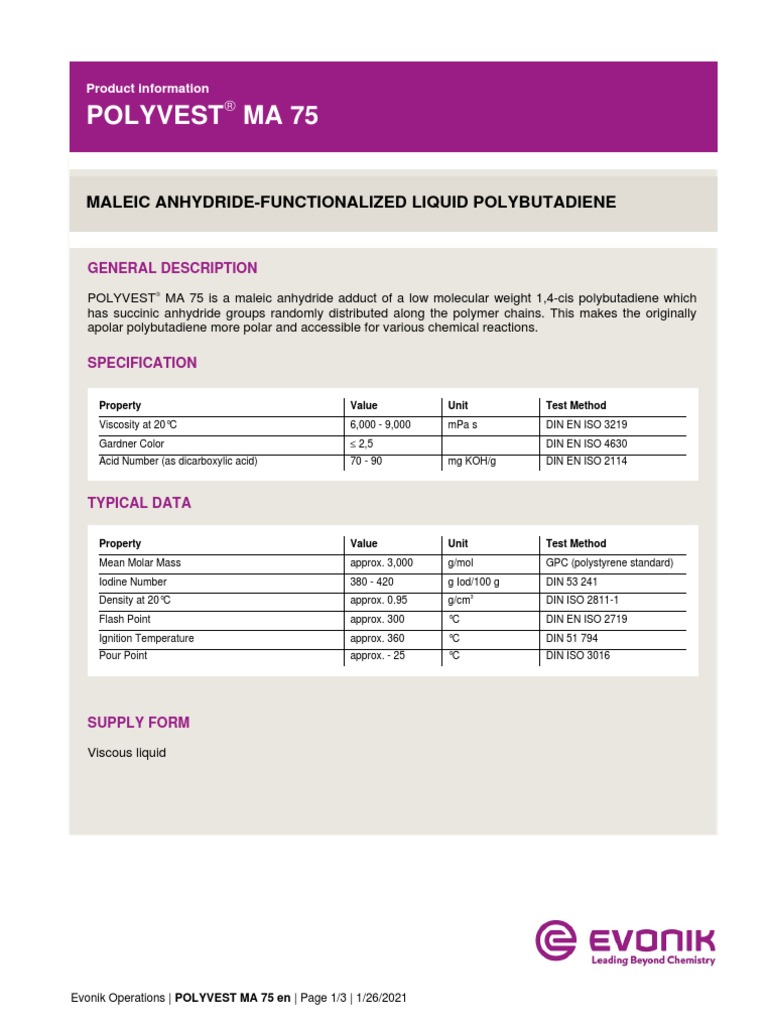 TDS Polyvest MA 75 | PDF | Viscosity | Silicone