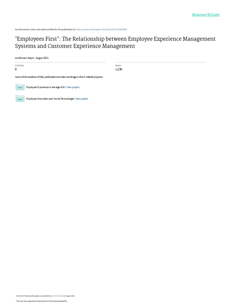 Employees First The Relationship Between Employee Experience