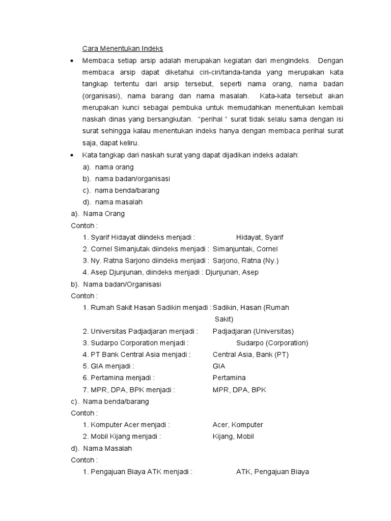 Cara Mengindeks Nama dan Masalah | PDF