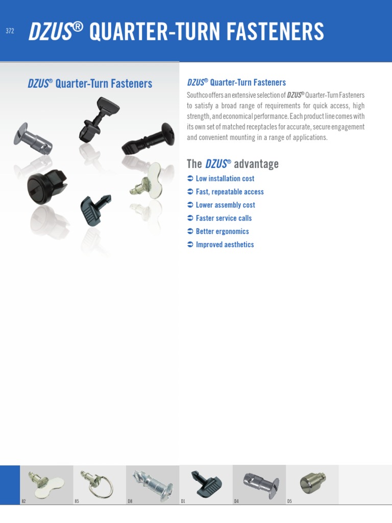 Southco Dzus Quarter Turn Fasteners PDF Rivet Manufactured Goods