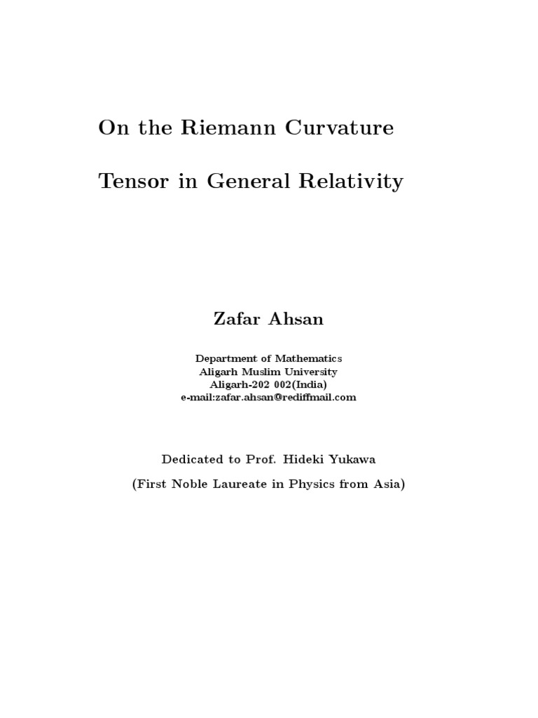Riemann Tensor and Ricci Tensor Relations | PDF | General Relativity ...