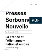 La Naissance Du Reich - La France Et L'allemagne - Nation Et Empire - Presses Sorbonne Nouvelle