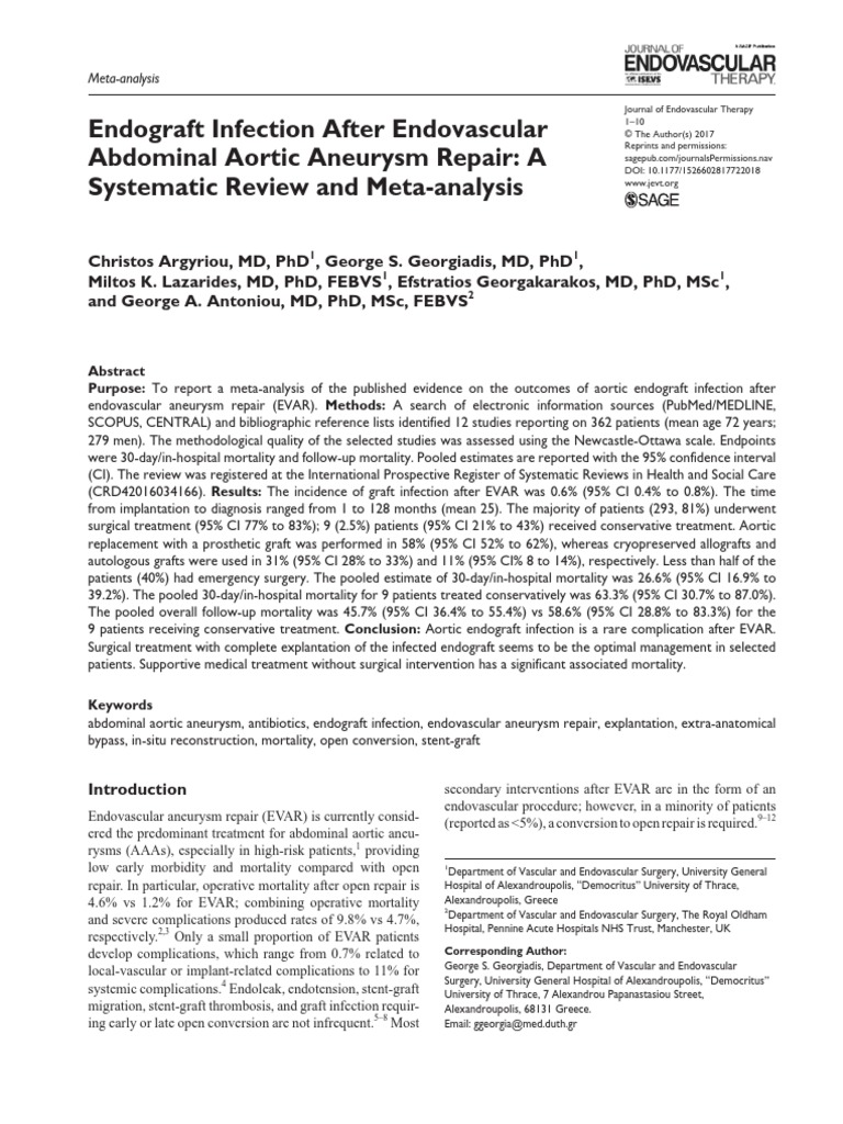 Endograft Infection After Endovascular Abdominal Aortic Aneurysm Repair