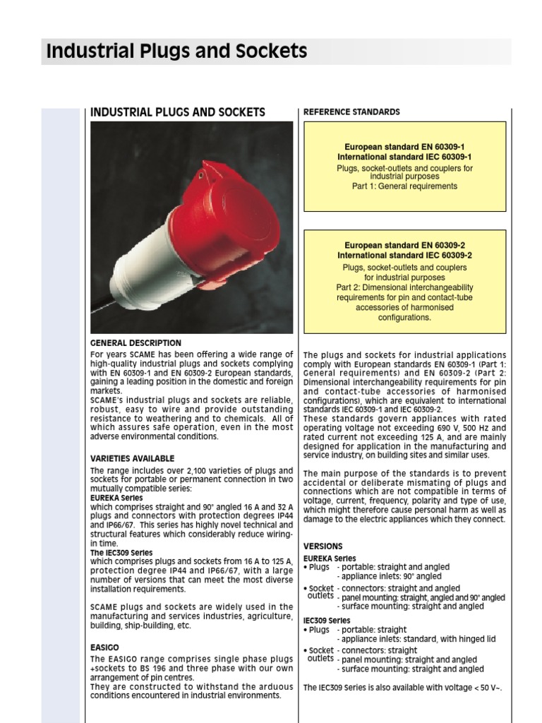 Scame Industrial Plugs & Sockets Guide | PDF | Ac Power Plugs And ...