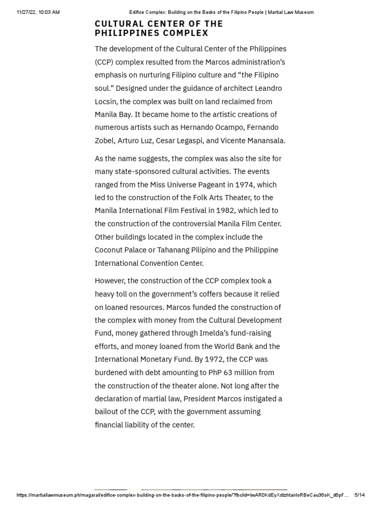 Edifice Complex: CCP Development Overview | PDF | Philippines