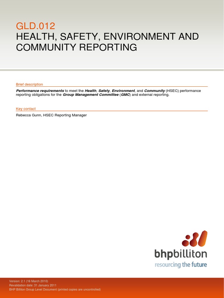 HSEC Reporting Guidelines and Obligations | PDF | Occupational Safety ...