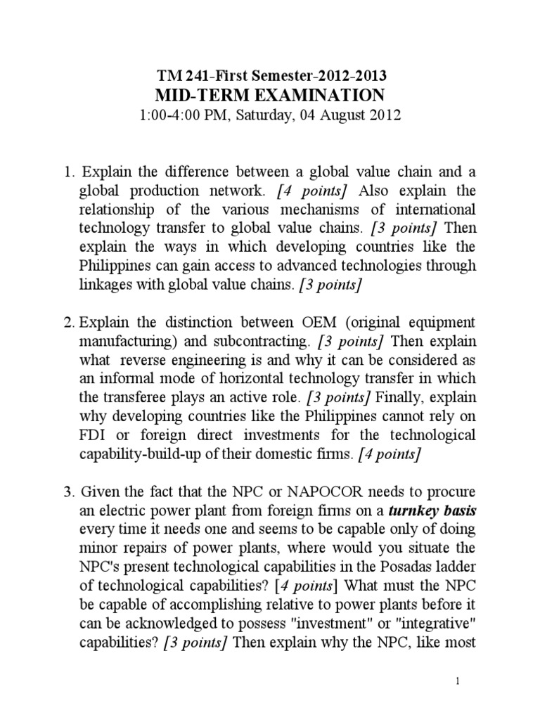 TM 241 Mid Term 1 12 13 | PDF