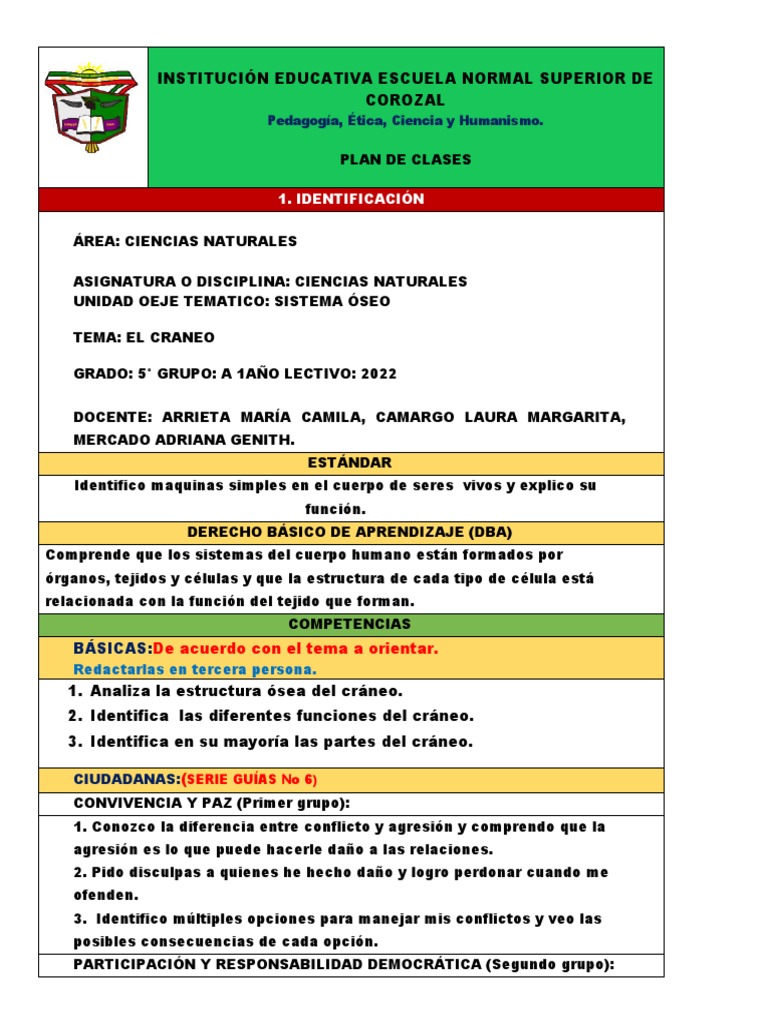 Formato Plan de Clases Institucional.2019 | Descargar gratis PDF ...