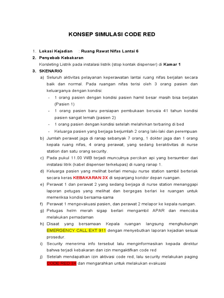 Simulasi Code Red Kebakaran Rumah Sakit | PDF