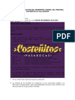 Formato de Evaluación Del Desempeño Laboral Del Personal Costeñitos Ventas