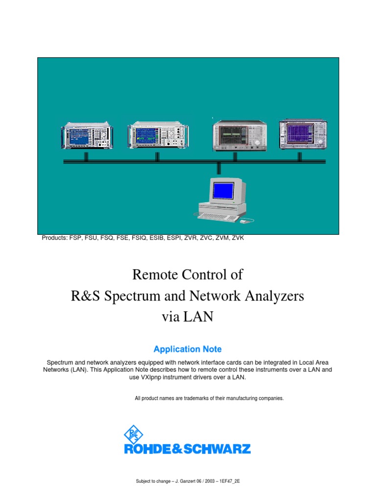 Remote control of r s spectrum and network analyzers via lan download