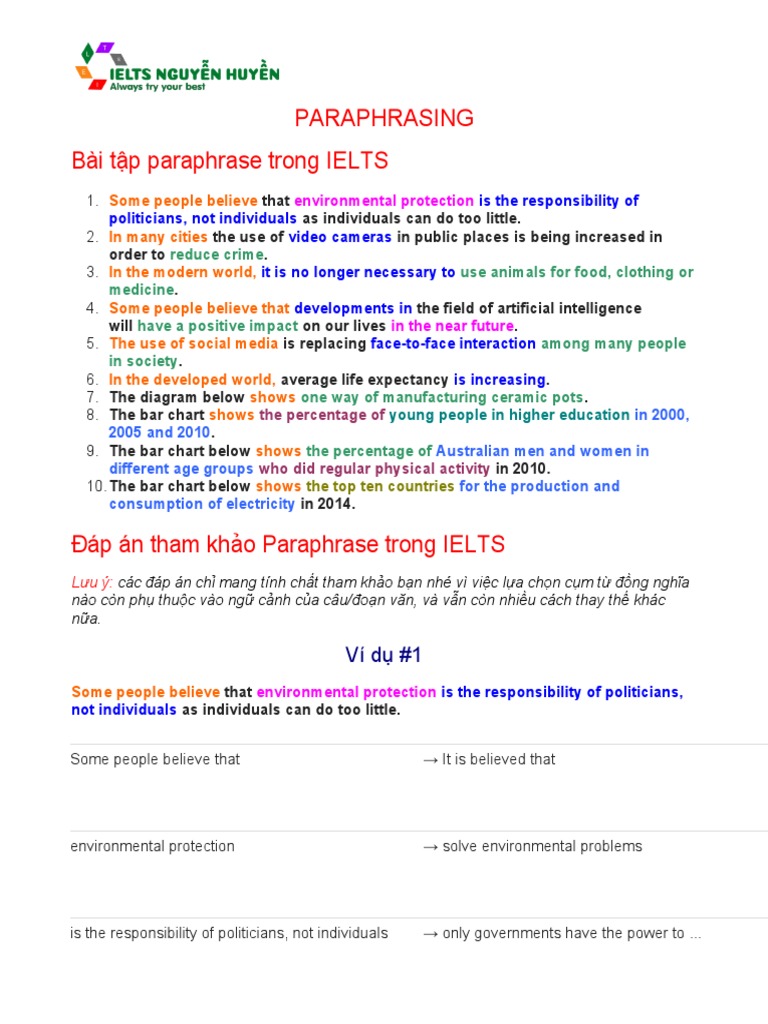 cae paraphrasing exercises pdf