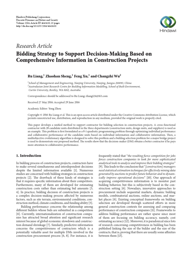 Bidding Strategy To Support Decision-Making Based | PDF | Mathematical ...