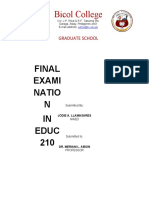 Final Examination Curriculum and Eval