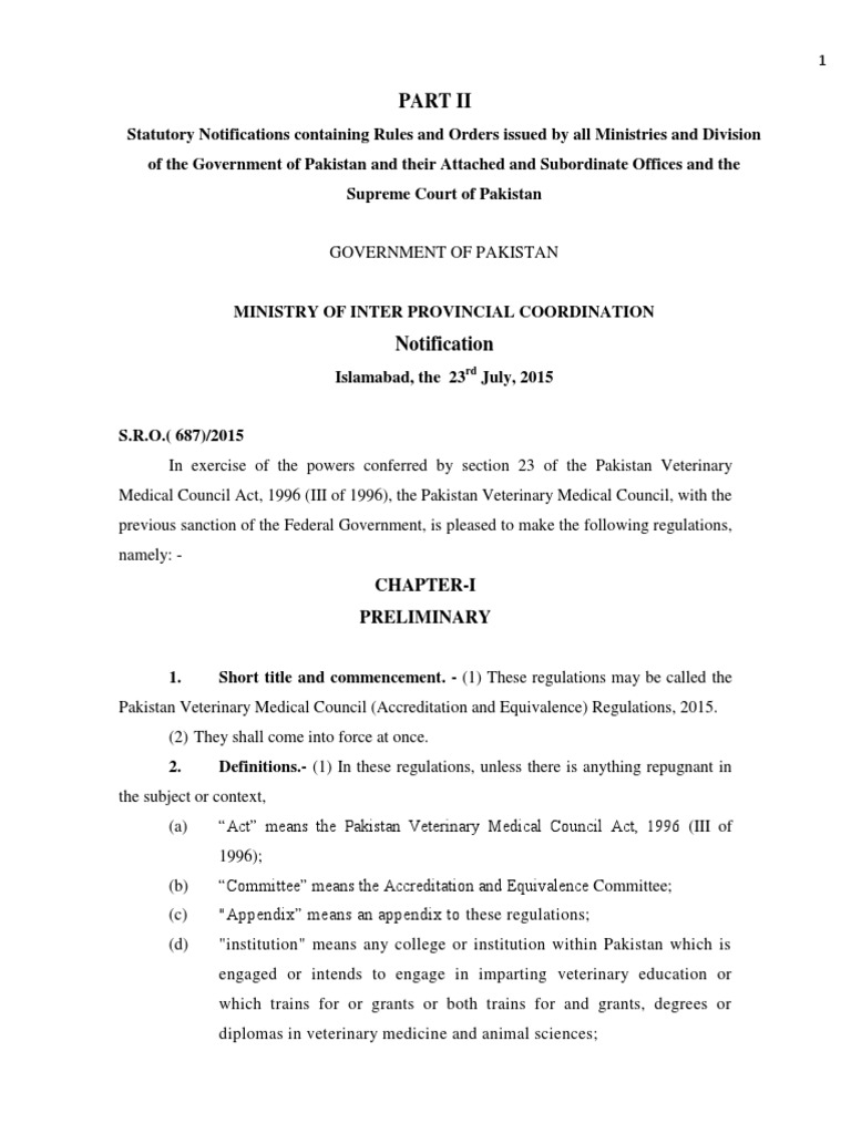 PVMC Accreditation Regulations 2015 | PDF