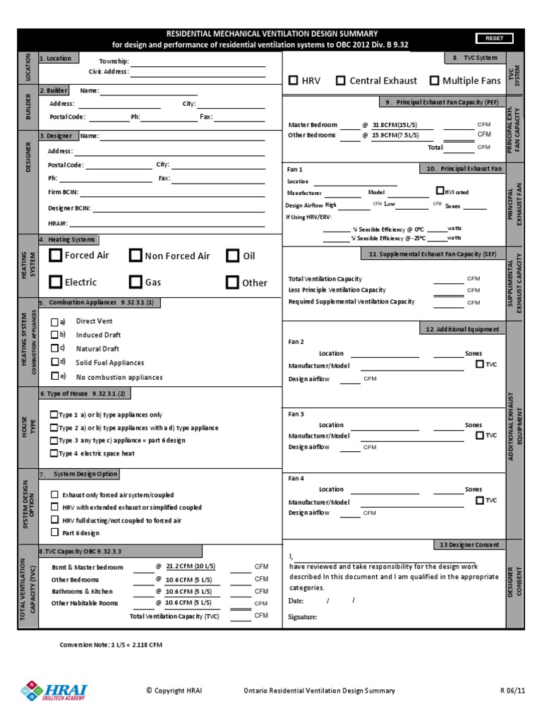 Ontario Residential Ventilation Design | PDF | Ventilation ...