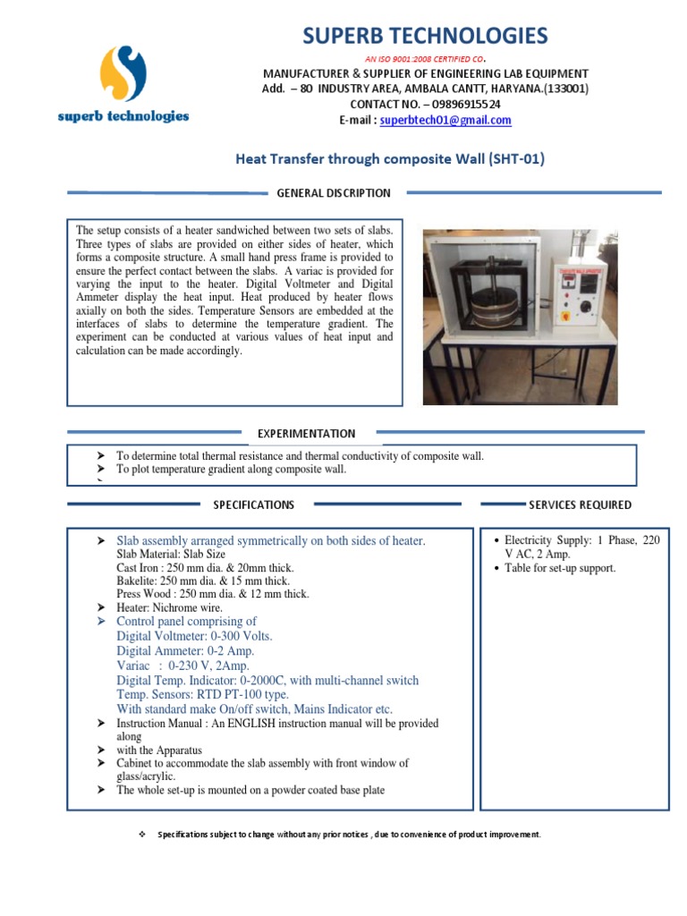 SHT01 Heat transfer through composite wall PDF Heat Switch
