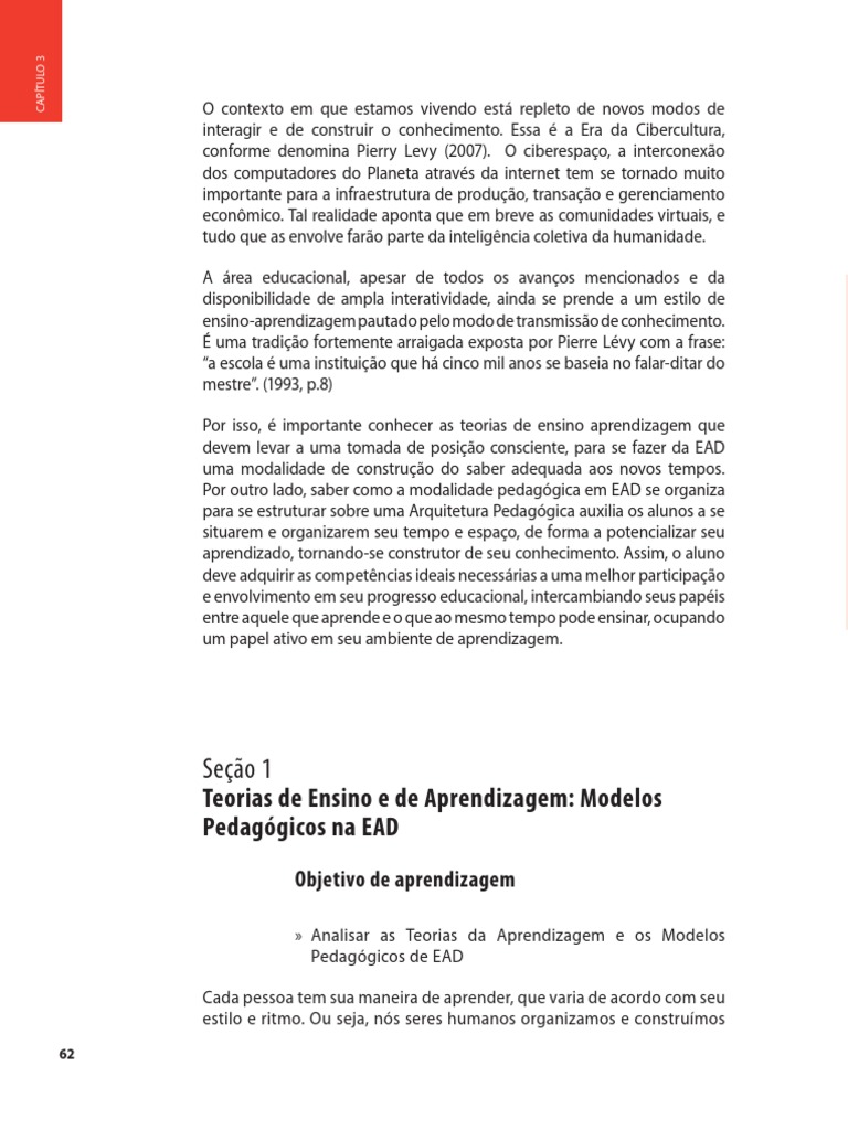 Teorias de Ensino e de Aprendizagem e Modelos Pedagógicos Na EAD | PDF ...