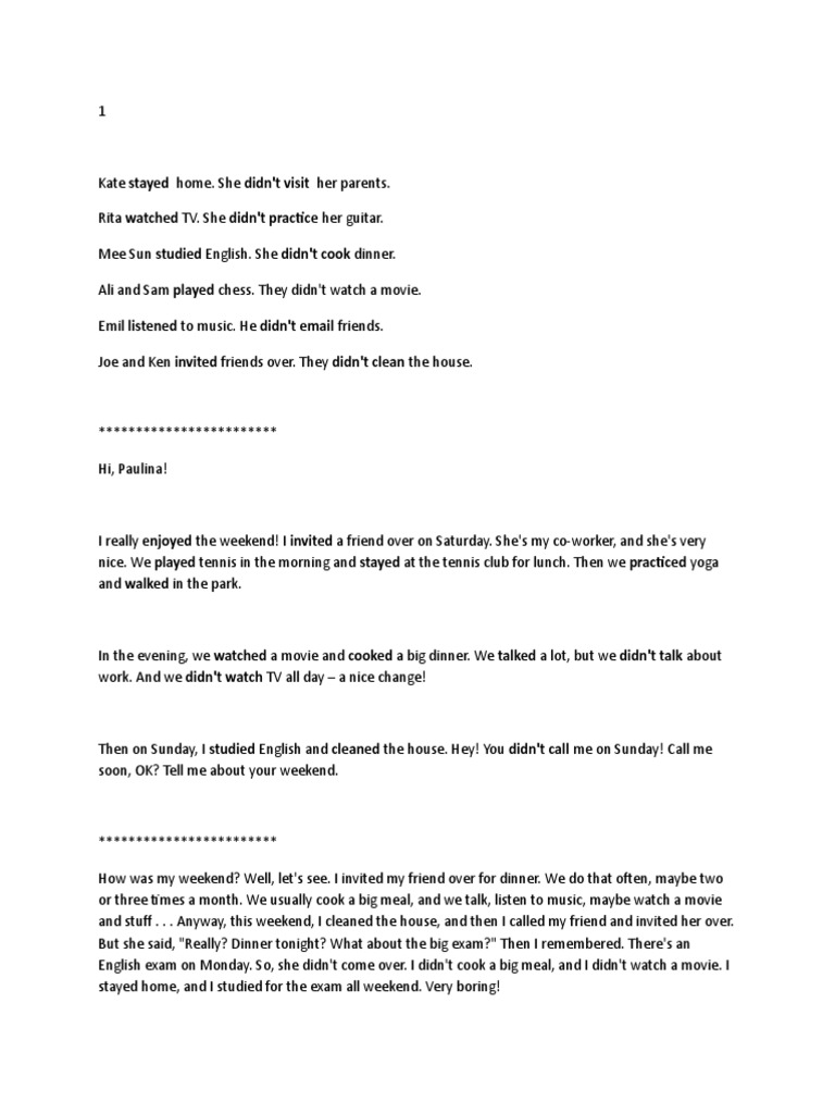 Cap 10 Ingles PDF Workweek And Weekend