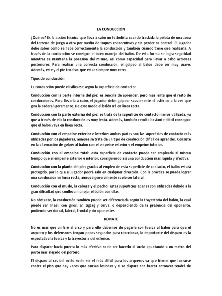 Tipos y Técnicas de Conducción en Fútbol | PDF | Hogar, jardinería y ...