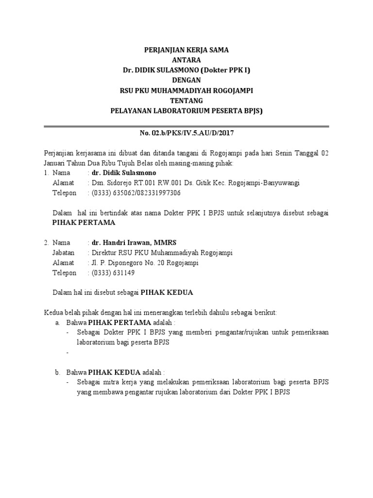 Kerjasama Laboratorium BPJS di Banyuwangi | PDF