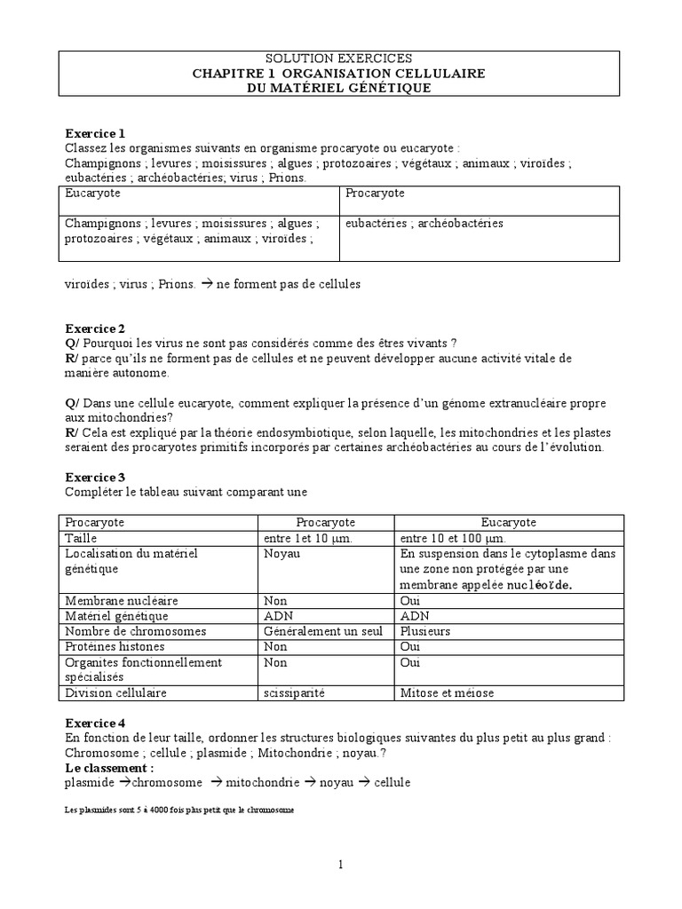 Classification des organismes et génome cellulaire | PDF | Cellule ...