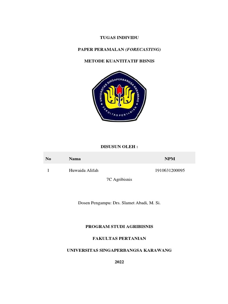 7c-Paper Forecasting-1910631200095-Huwaida Alifah | PDF | Bisnis