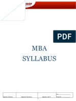 MBA Syllabus: Date: - Volume No.