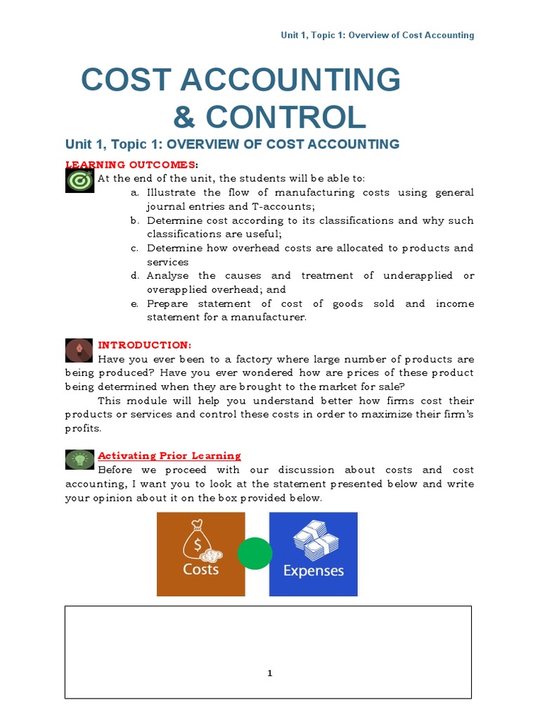 Overview of Cost Accounting Principles | PDF | Cost Accounting ...