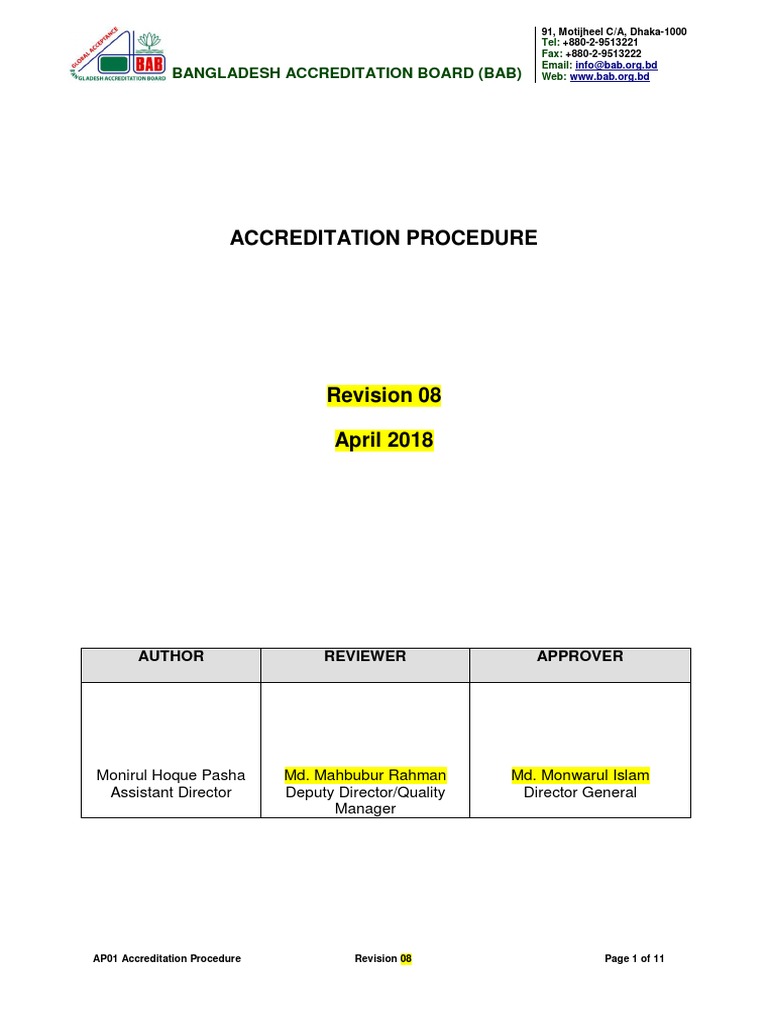 Ap01 Accreditation Procedure Rev 8 Pdf Medical Laboratory