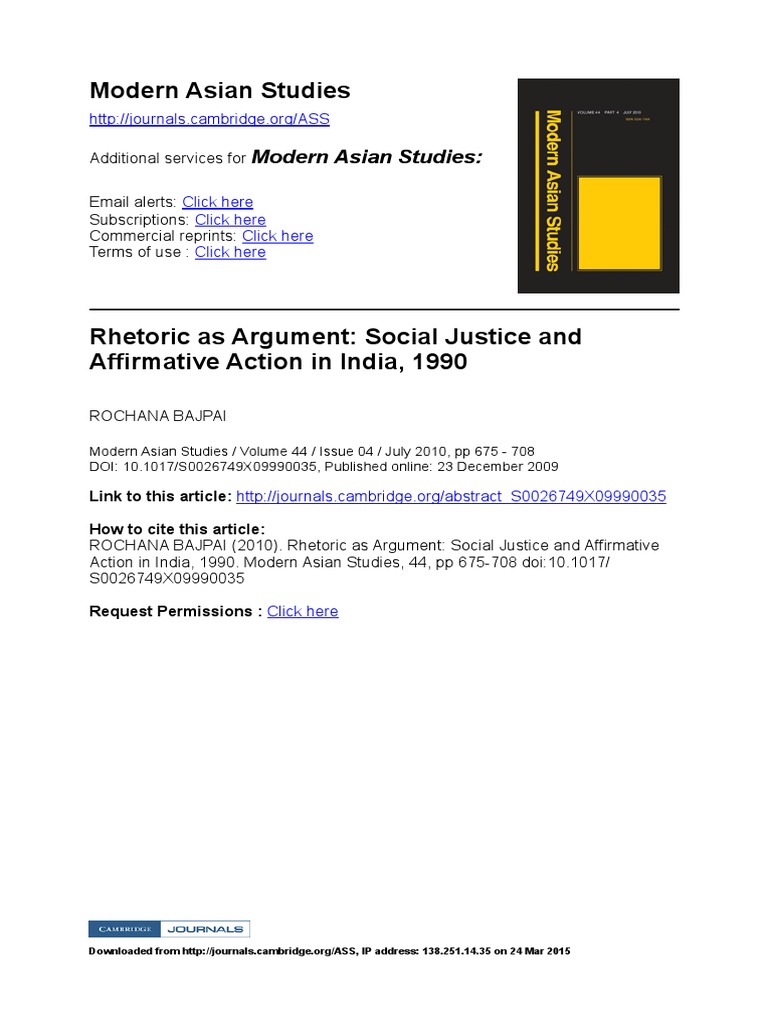 Bajpai 2009 Rhetoric As Argument Social Justice and Affirmative