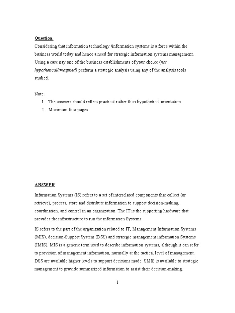 Strategic Analysis of Information Systems | PDF | Swot Analysis | Business