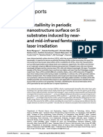 Crystallinity in Periodic Nanostructure Surface On Si Substrates Induced by Near and Mid Infrared Femtosecond Laser Irradiation