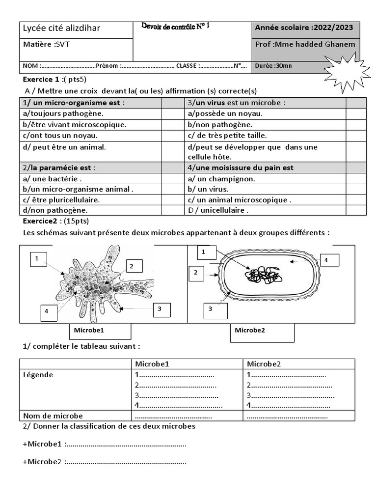 Diversité des Microbes en SVT 1ère | PDF | Micro-organisme | Techniques ...