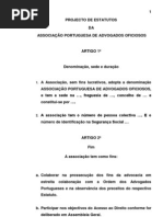PROJECTO DE ESTATUTOS