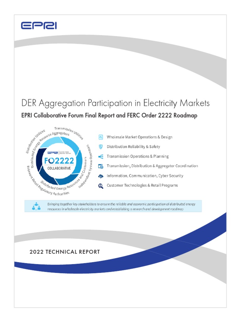 DER Aggregation Participation in Electricity Markets - EPRI ...