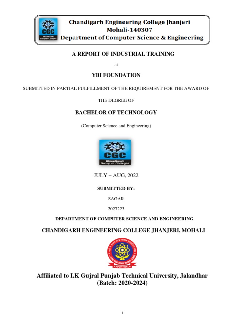 A report of industrial training affiliated to i k gujral punjab