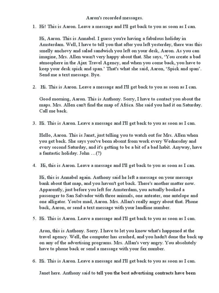 Aaron's Recorded Messages | PDF