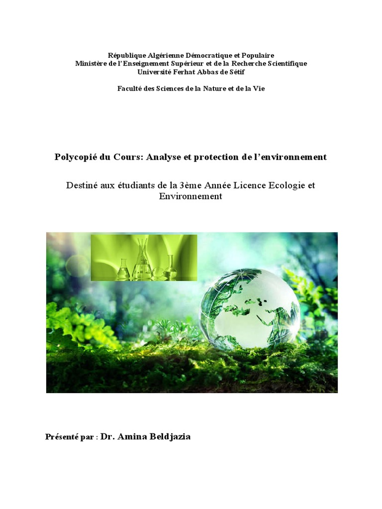 Analyse et Protection de l'Environnement | PDF | Environnement naturel ...