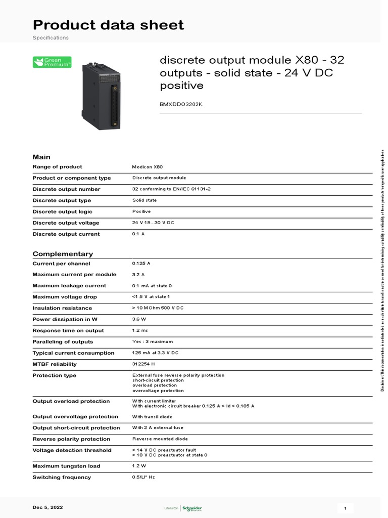 Modicon X80 Modules - BMXDDO3202K | PDF | Power Supply | Electric Power