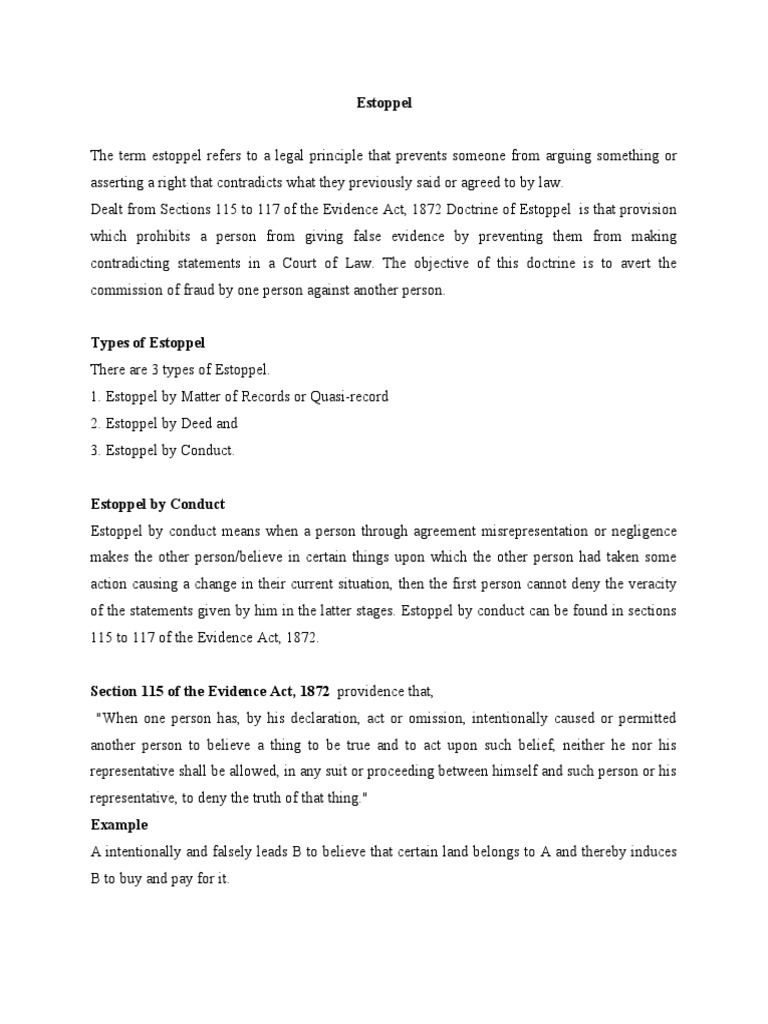 Estoppel (Law of Evidence) Prof Po PDF Estoppel License